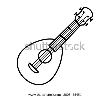Traditional lute stringed musical instrument vector icon. Folk music, acoustic performance and classical history symbol.