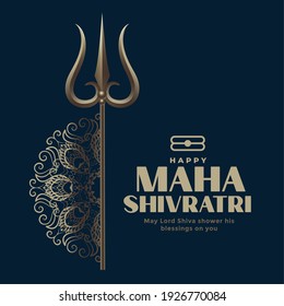 traditional maha shivratri festival greeting with trishul weapon