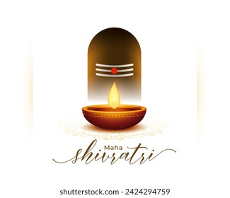 traditional maha shivratri greeting background with glowing diya vector (Translation of Maha Shivratri is The Great Night of Lord Shiva)