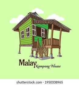 a Traditional Malay House in cartoon style.