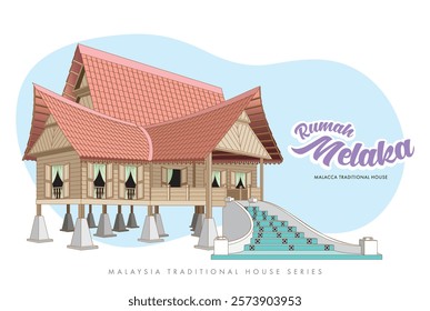 Traditional Malaysia Malacca Malay House Vector