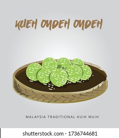 Traditional Malaysian food  called Kuih Ondeh Ondeh,in vector illustration format. Ramadhan bazaar.