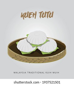 Traditional Malaysian Food Called Kuih Tutu Or Putu Piring,in Vector Illustration Format. Ramadhan Bazaar.
