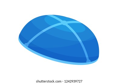 Traditional male Jewish headdress skullcap hat, for the holiday of Hanukkah. Element of culture of Turkic peoples. Hat in religious holy feast of Hanukkah. Vector illustration.