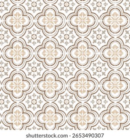 Diseños de patrones de azulejos malteses tradicionales, patrón geométrico sin costuras beige y medio blanco en utilizado para textiles, Fondo de pantalla, tarjeta.