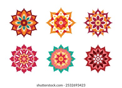 Patrones geométricos intrincados del Vector tradicional del Paquete del arte del mandala para los proyectos espirituales, culturales y creativos