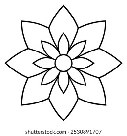 Ilustración vectorial de arte tradicional de mandala: intrincado diseño de patrones geométricos