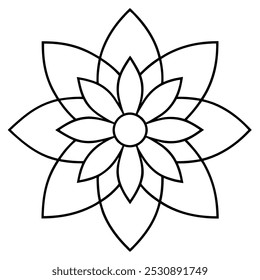 Ilustración vectorial de arte tradicional de mandala: intrincado diseño de patrones geométricos