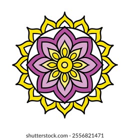 Traditional Mandala Coloring Pages On White background 