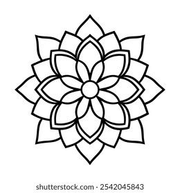 Traditional Mandala Design Line Art - Detailed Vector Illustration