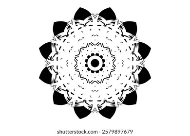 Traditional Mandala Inspired Pattern with Animal Themed Radiating Arms	