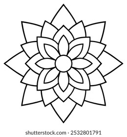 Traditional mandala line art vector