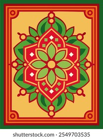 Traditional mandala ornament square type, symetric mandala ornament background for packaging, design pattern