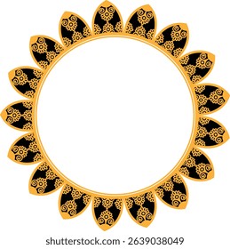 Traditional Mandala Style Circular Frame with Floral Motif – Vector Decorative Border Design

