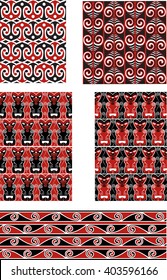 Traditional Maori Seamless Vector Patterns Set