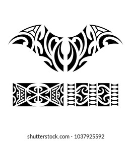 Traditional Maori Taniwha tattoo design. Editable vector illustration.