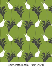 Traditional marbled Turkish tulips seamless pattern, repeating vector surface pattern with beautiful tulips for all web and print purposes.
