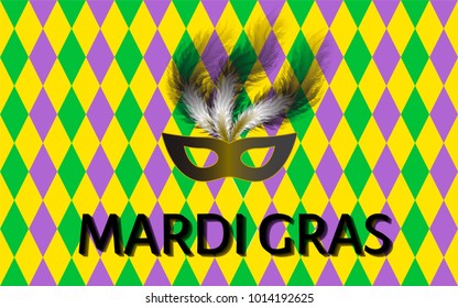 Traditional Mardi Gras seamless pattern. Green, purple and yellow geometric vector background. Easy to edit template for your design projects.