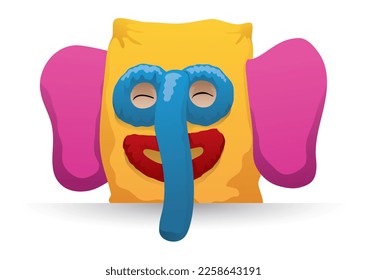 Traditional Marimonda mask made with long nose, big ears, colorful fabrics and smiling gesture for Barranquilla's Carnival.