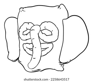 Traditional Marimonda mask in outlines for coloring activities to celebrate the Colombian Barranquilla's Carnival.