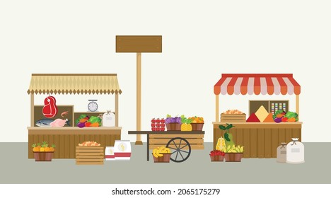 Traditional Market Vector Art Illustration