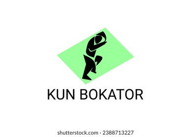 Traditional martial art from Cambodia "kun bokator".  sport vector line icon. sportman, fighting stance with bamboo shield. sport pictogram illustration.