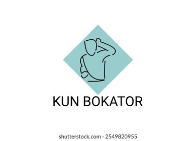 Arte marcial tradicional do Camboja "kun bokator". ícone da linha do vetor desportivo. sportman, posição de combate com escudo de bambu. ilustração do pictograma desportivo.