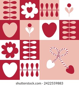 Traditional martisor talisman gift checkered vector seamless pattern. Print for paper, textile and fabric. Perfect surface design.


