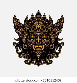 Traditional mask balinese symbol illustration