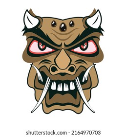Traditional mask icon frightening devil horned face