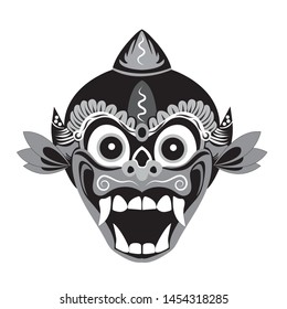 traditional mask illustration of a monkey with a white background
