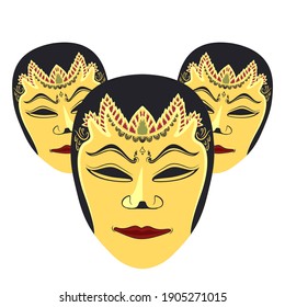 Traditional mask originating from Malang, East Java, Indonesia. Vector Illustration EPS 10.