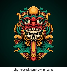 Traditional mask skull vector illustration