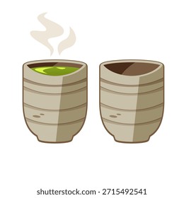 Ilustração isolada tradicional do vetor da xícara de chá do matcha