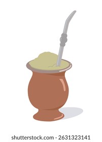 Chimarrão tradicional mate chá vetor. Ilustração de Yerba mate