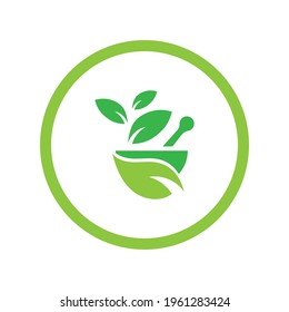 traditional medicine logo image illustration design template with leaves
