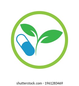 traditional medicine logo image illustration design template with leaves
