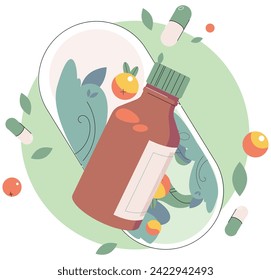 Traditional medicine vector illustration. The traditional medicine metaphor is bridge connecting health and natural remedies A healthy lifestyle is canvas painted with strokes tradition and care