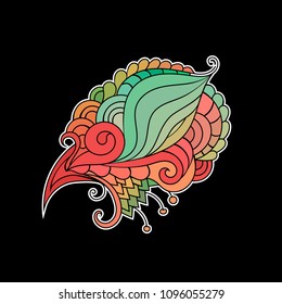 Traditional mermaid style oriental zentangle ornament for anti stress coloring book or postcard.