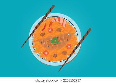 Traditional mexican basmati rice with tomato design