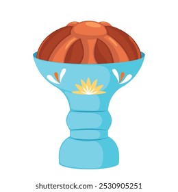 Traditional Mexican bread in blue decorated bowl, Vector