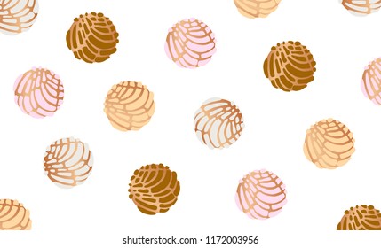 Traditional Mexican Bread called Conchas, Abstract Mexican Conchas Bread, Vector Illustration, Mexican Concha Bread, Background
