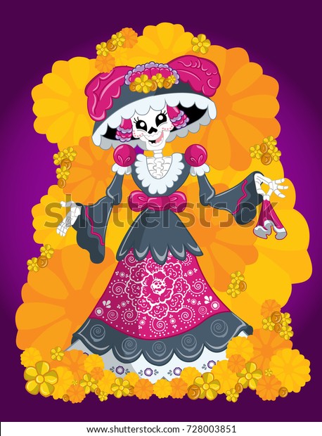 Vector De Stock Libre De Regalias Sobre Catrina Tradicional Mexicana Dia De La