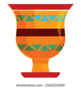 Traditional mexican clay cup featuring colorful geometric patterns, showcasing the beauty of handcrafted artistry