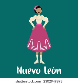 Traditional mexican clothes for women in the estate of Nuevo Leon