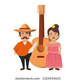 traditional mexican couple with guitar