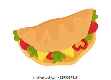 Traditional Mexican cuisine flat illustration Tacos. Vector illustration