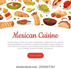 Traditional Mexican Dish Banner Design with Food Vector Template