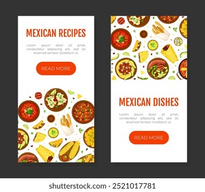 Traditional Mexican Dish Banner Design with Food Vector Template