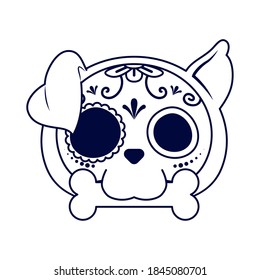 traditional mexican dog skull head line style icon vector illustration design
